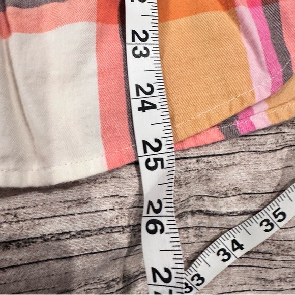 J. Crew Pink and Orange Button Down Plaid Shirt; Ruffle Collar; Super Soft; 2X - Picture 7 of 8